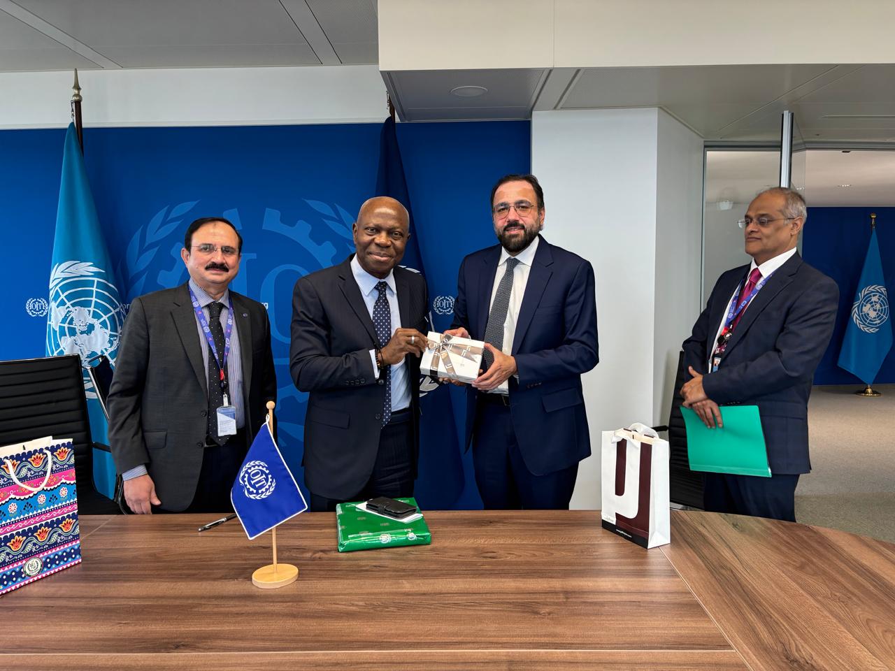 MOPHRD Federal Minister Chaudhry Salik Hussain presented ratification instruments to ILO Director-General Gilbert Houngbo at the 353rd ILO Governing Body session