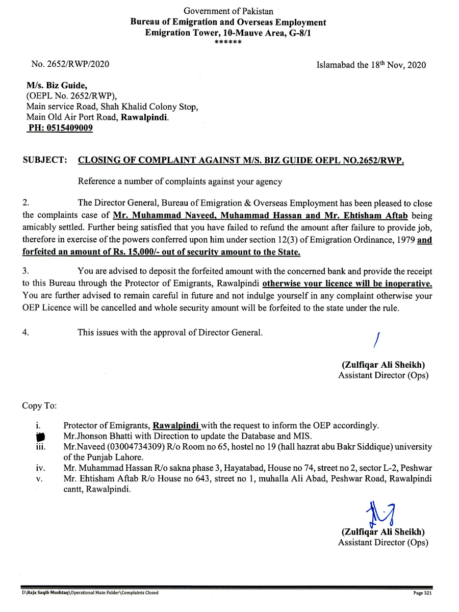 Imposition of penalty amount Rs. 15,000 against M/s Biz Guide OEP (OEPL ...